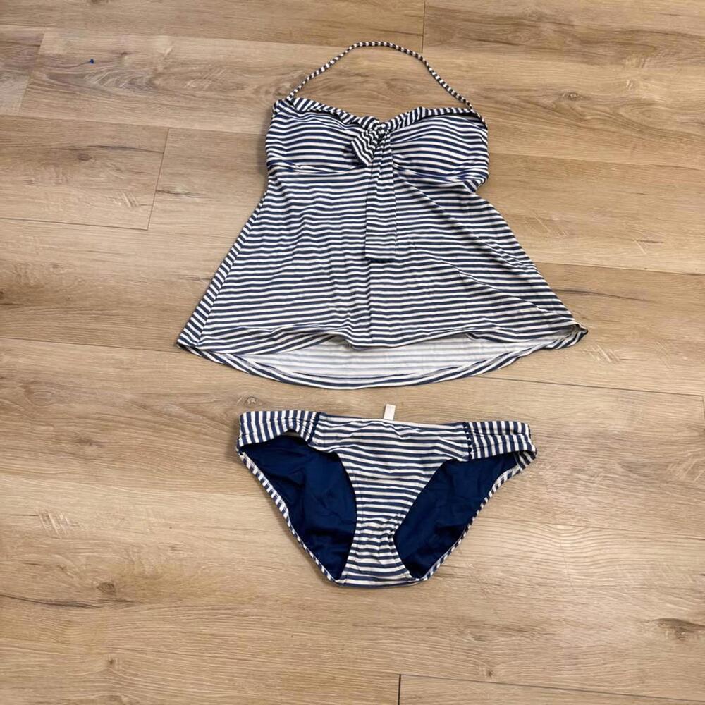 Seafolly Tankini Women's‎ Size 8 Striped Sailor Draped Halter